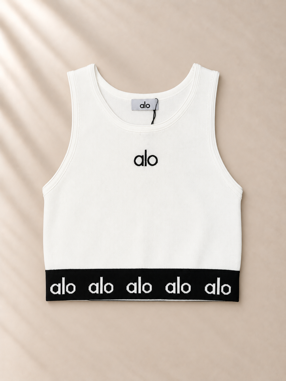 Top Crop Blanco Contrast Band